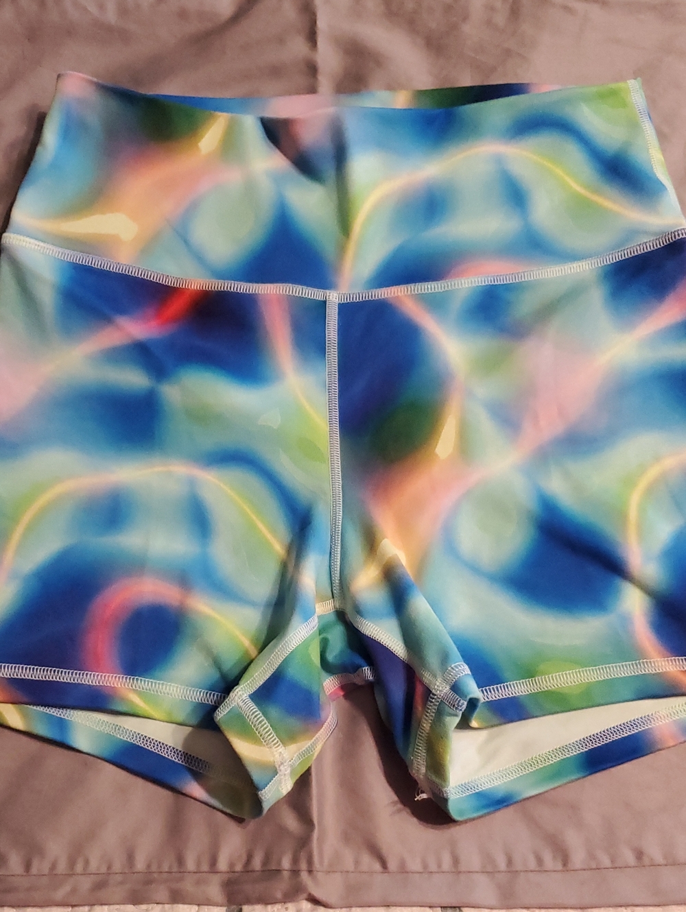 Fleo Multicolor Swirl High-Waist Bike Shorts